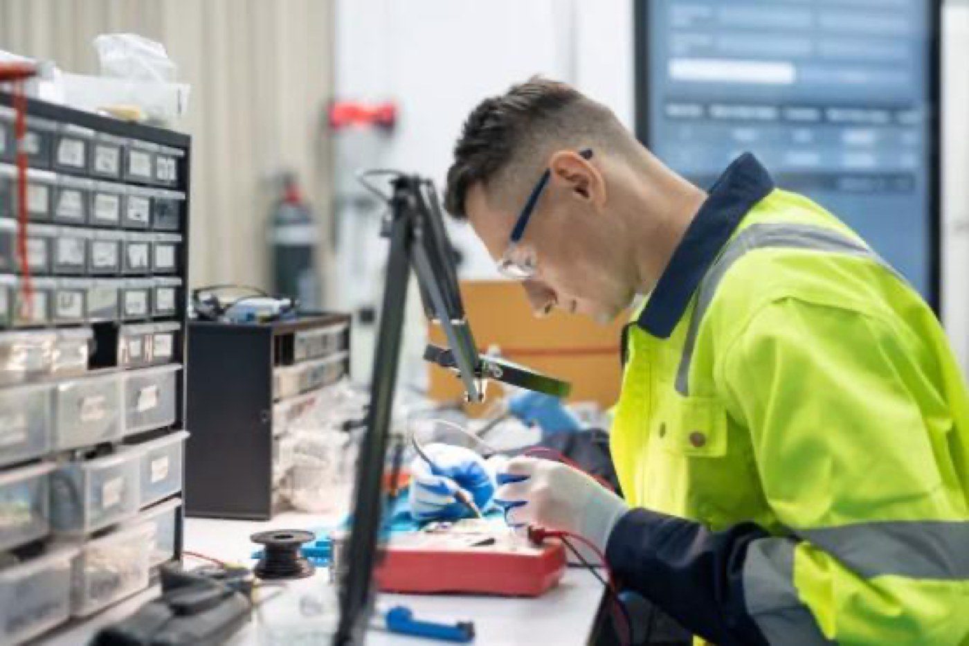 Technician testing device electronics